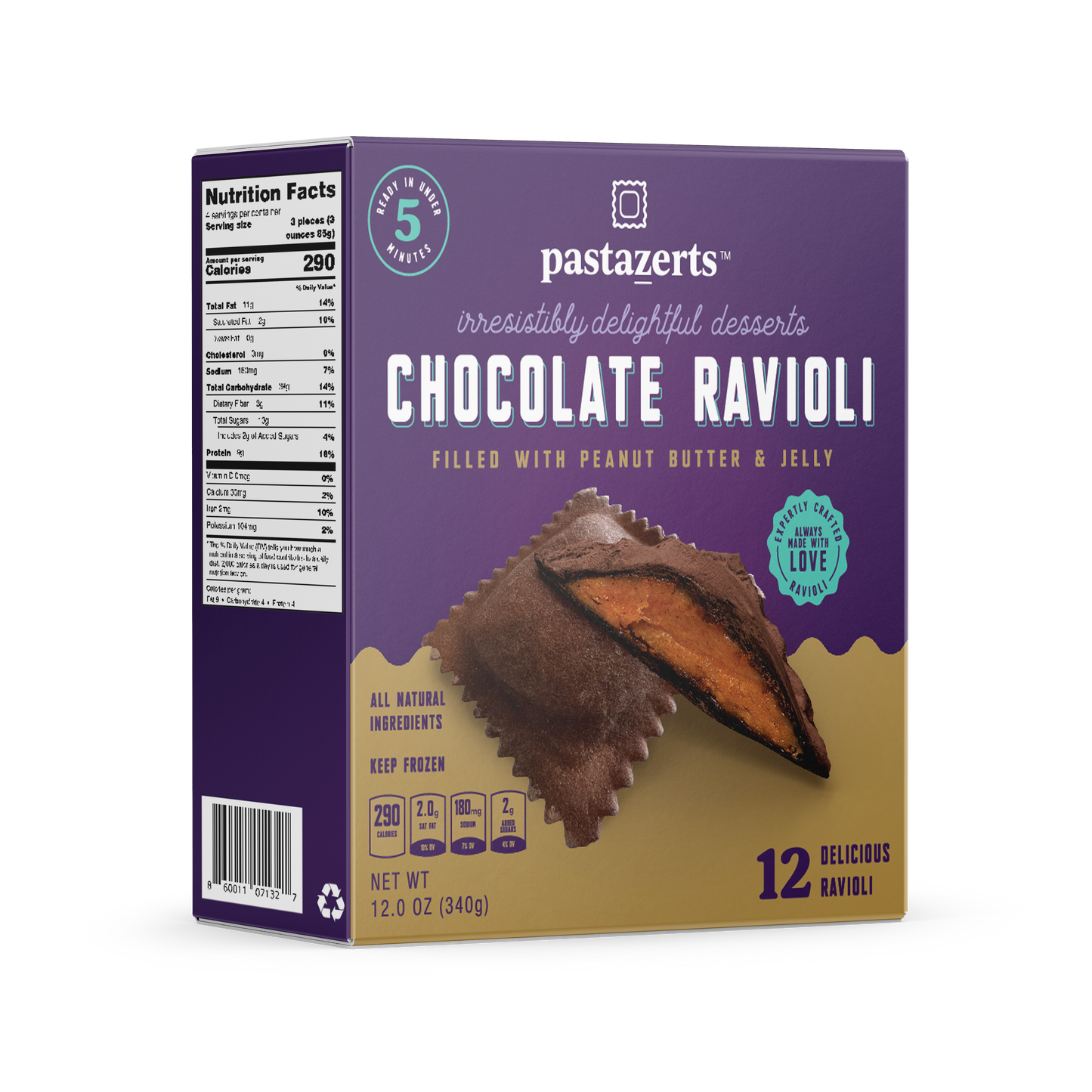 Chocolate Peanut Butter & Jelly Ravioli